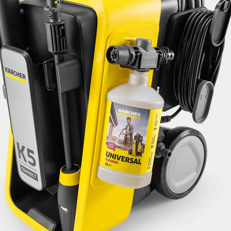 K 5 Comfort Premium Connect hogedrukreiniger - Slanghaspel - 4-in-1 Spuitlans - 145 bar - 500 l/u - 40 m²/u - App connectie - Geschikt voor oa. auto - terras - fietsen - motoren - tuinset en gebieden rondom huis by Kärcher – product image 2 of 6