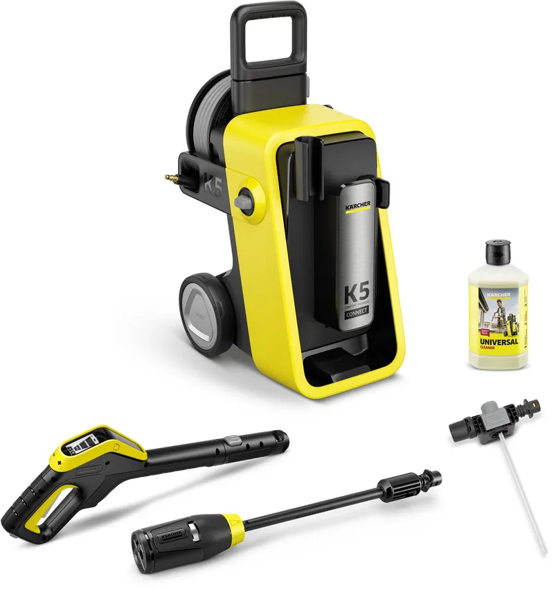 K 5 Comfort Premium Connect hogedrukreiniger - Slanghaspel - 4-in-1 Spuitlans - 145 bar - 500 l/u - 40 m²/u - App connectie - Geschikt voor oa. auto - terras - fietsen - motoren - tuinset en gebieden rondom huis by Kärcher – product image 1 of 6
