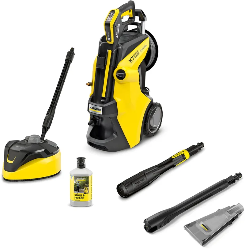 K 7 Premium Smart Control Flex Home eco!Booster set Hogedrukreiniger - Incl. T 7 Plus Terrasreiniger & eco!Booster - PremiumFlex hogedrukslang - 180 bar - 600 l/u - 60 m²/u - Slanghaspel - Boost modus - App bediening de Kärcher – image du produit