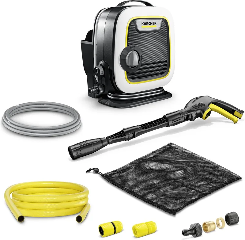 K Mini Hogedrukreiniger - Incl. slangset - 110 bar - 360 l/u - 20 m2/u - PremiumFlex slang - Geschikt voor oa. fietsen - tuingereedschap - tuinset - kleine terrassen - en balkon de Kärcher – image du produit