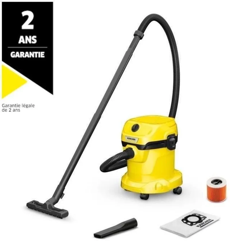 WD 2 Plus V-12/4/18 Nat-en Droogzuiger - 1000 W - 12 liter - Schuimfilter - Stofzuiger geschikt voor auto - garage by Kärcher – product image