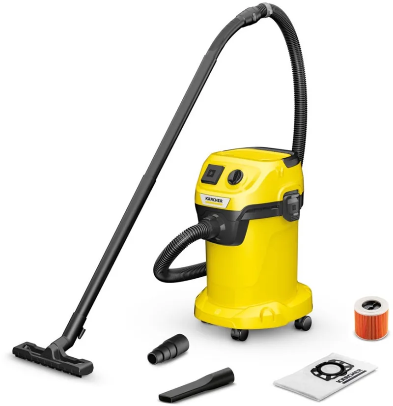 WD 3 P V-19/4/20 - Werkplaatsstofzuiger - Nat en Droog - 1000W de Kärcher, Jaune – image du produit