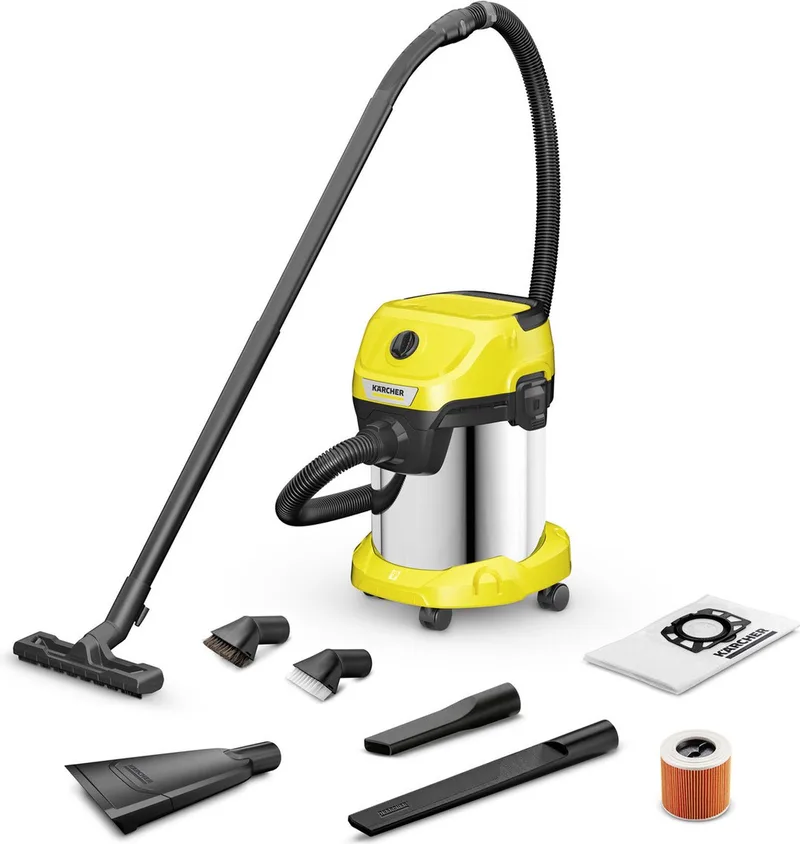 WD 3 S V-17/6/20 Car Nat- en Droogzuiger - 1000 W - 17 liter - RVS containter - Patroonfilter - Auto accessoires de Kärcher – image du produit