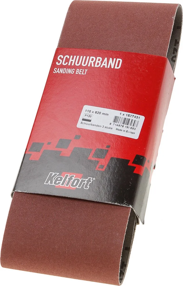 SCHUURBAND 110X620MM P120 - 3 BANDEN HOUT, STAAL, VERF, LAK EN PLAMUUR de Kelfort – image du produit