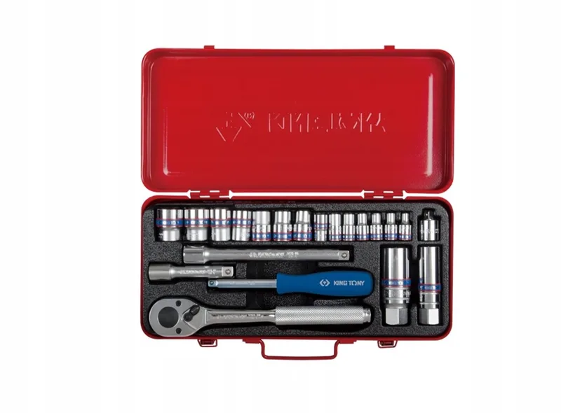 21-delige doppenset 1/4" + 3/8" 12-zijdig & 6-zijdig van King Tony – productafbeelding