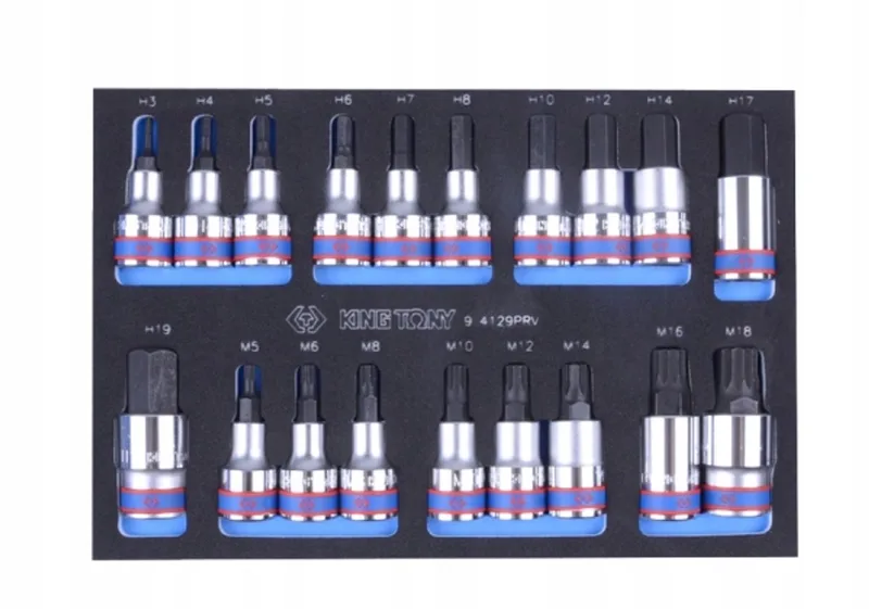 Doppelseitige Dop-bitset 1/2" 19-delige HEX & SPLINE von King Tony – Produktbild