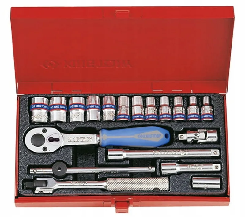 Doppenset 1/4" doppenset 4-13 mm met ratel en accessoires - Metaal by King Tony, Blue – product image