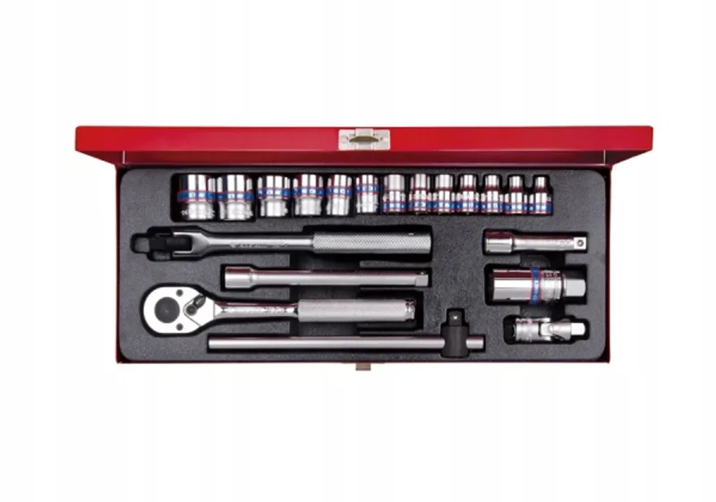 Dopplagset 3/8" 20 Delig 6-22mm met Ratel & Accessoires de King Tony, Rouge – image du produit