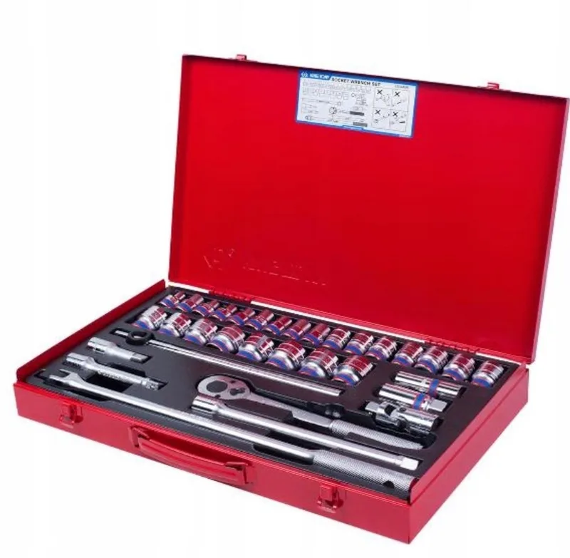 Dopslagdoppen Set 1/2" 12-kant 10-32mm met Ratel 33 Delen fra King Tony, Rød – produktbillede