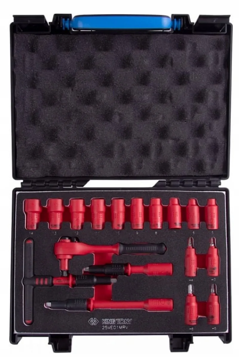 Geïsoleerde Doppenset 1/4" HEX 18 Delig VDE CR-V by King Tony, Red – product image