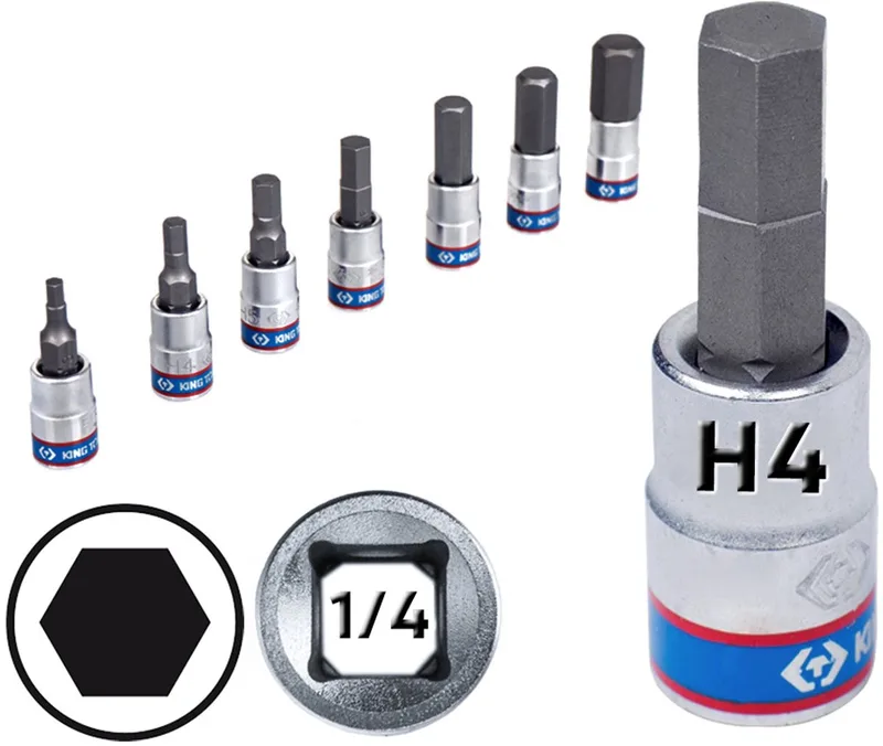 Inbus Dopsluiting 1/4" H4 x 37mm Cr-V S2 bit by King Tony – product image