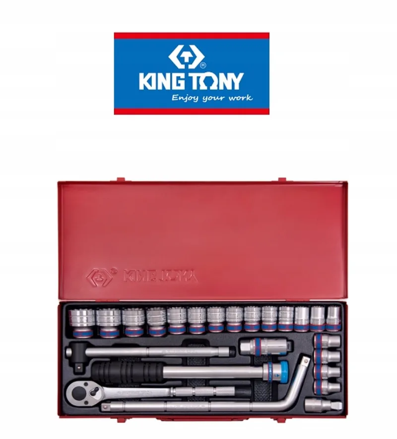 King Tony 1/2" 24-delige Doppenset 12-zijdig met gratis sok by King Tony, Red – product image