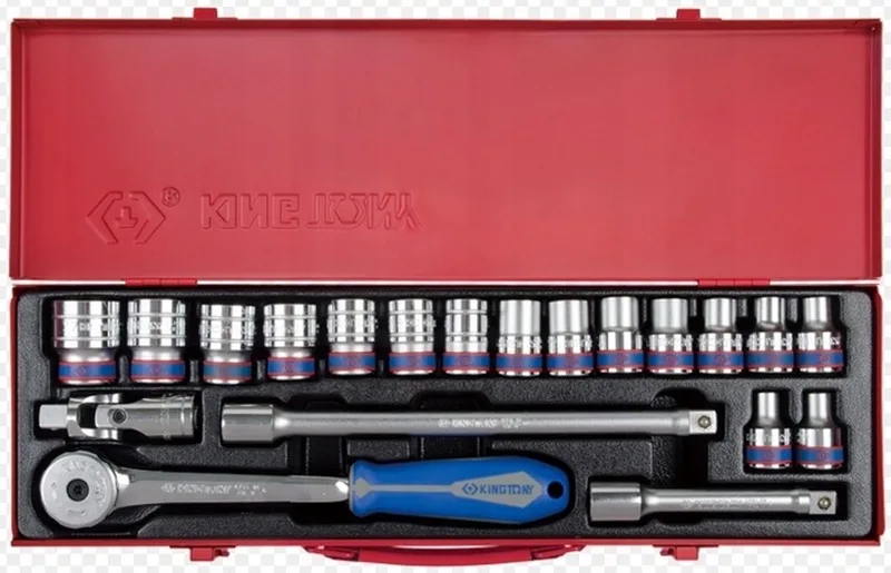 King Tony 1/2" Doppeldoppenset 20-delig 8-27 mm met ratel en accessoires by King Tony – product image