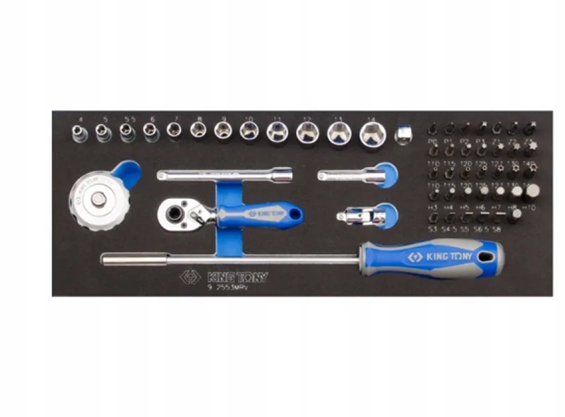 King Tony 1/4" Bit- en Dopsleutelset 53 Delig - Kort 6-Zijdig 4-14mm von King Tony – Produktbild