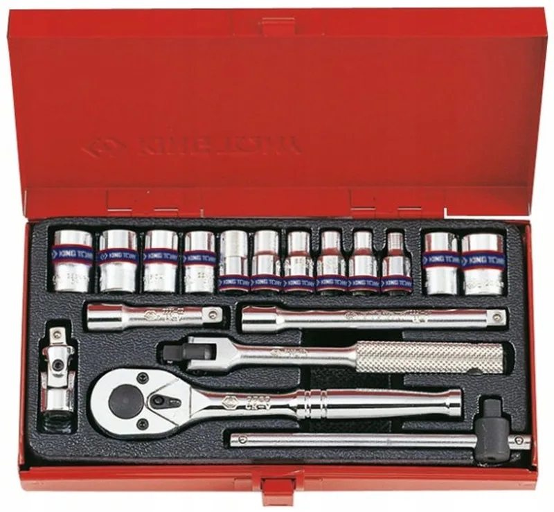 King Tony 1/4" Doppeldopsenset 18-delig met Ratel & Accessoires by King Tony – product image