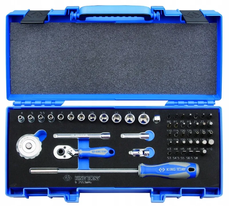 King Tony 1/4" Gereedschapset 53 Delen: Doppen, Bits, Ratel von King Tony – Produktbild