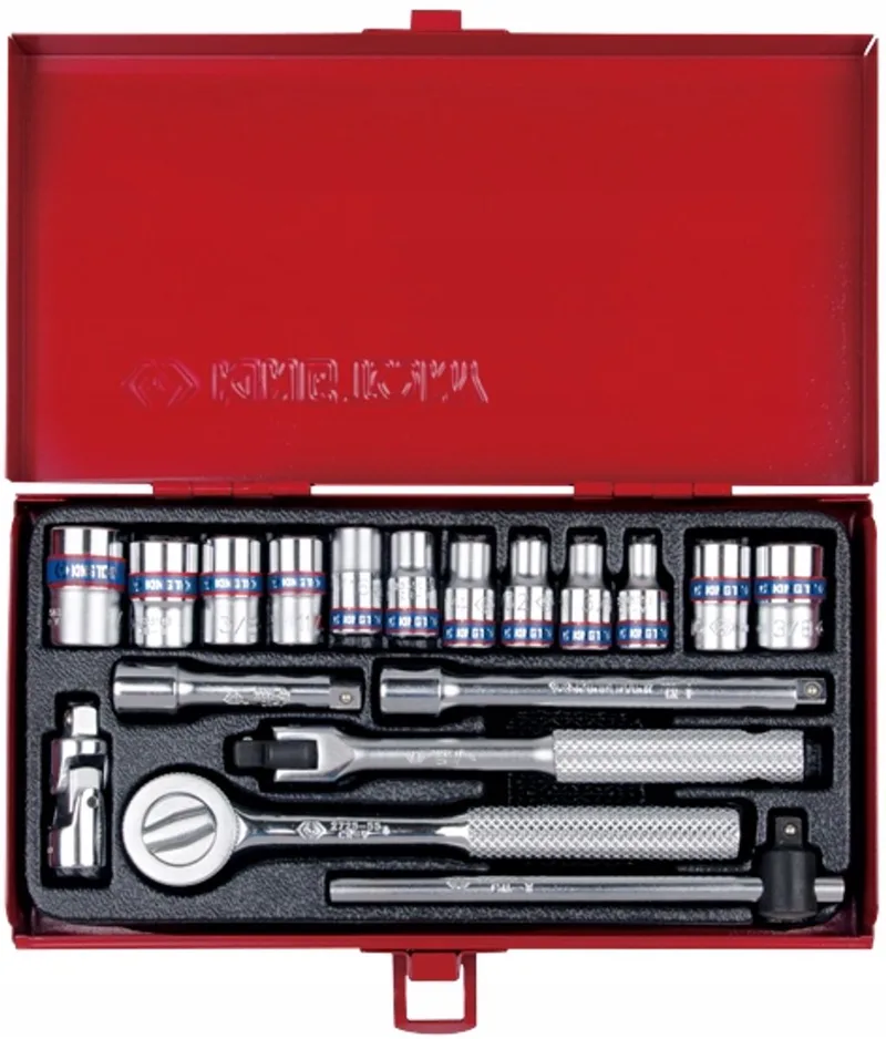 King Tony 18-delige doppenset 1/4" 6/8 zijde 4-12 mm de King Tony, Rouge – image du produit