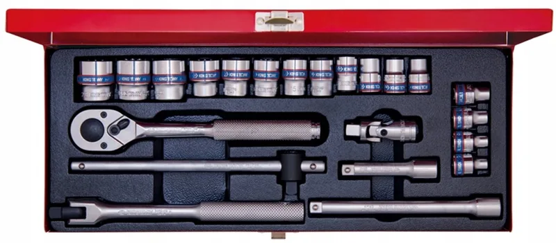 King Tony 23-delige 3/8" doppenset 12-kant 6-22mm met accessoires de King Tony – image du produit