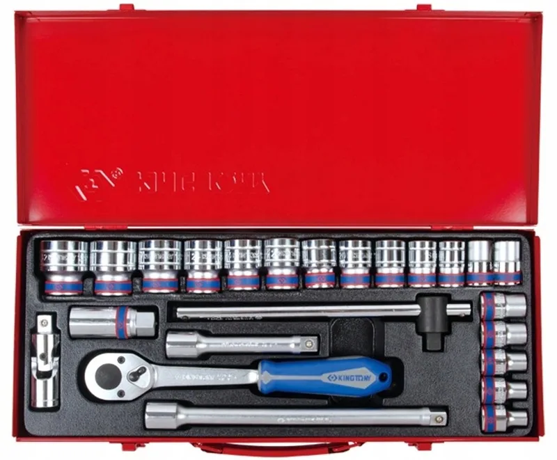 King Tony 24-delige 1/2" doppenset met ratel, 12-zijdig by King Tony, Blue – product image