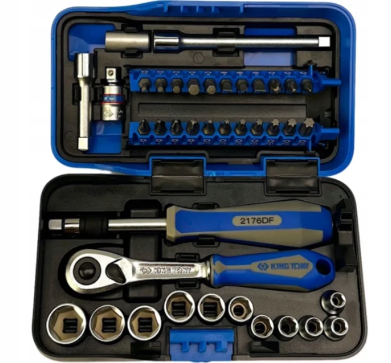 King Tony 39-delige Doppenset met Ratel & Bits (1/4") by King Tony, Blue – product image