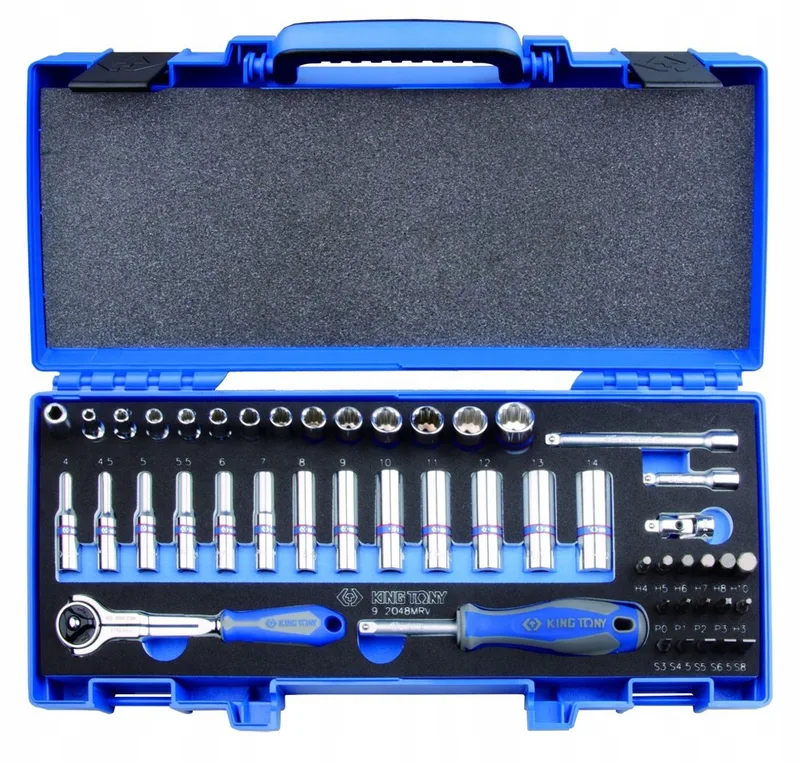 King Tony 48-delige 1/4" Doppenset: Kort & Lang, 12-kant, 2048MRV by King Tony, Blue – product image