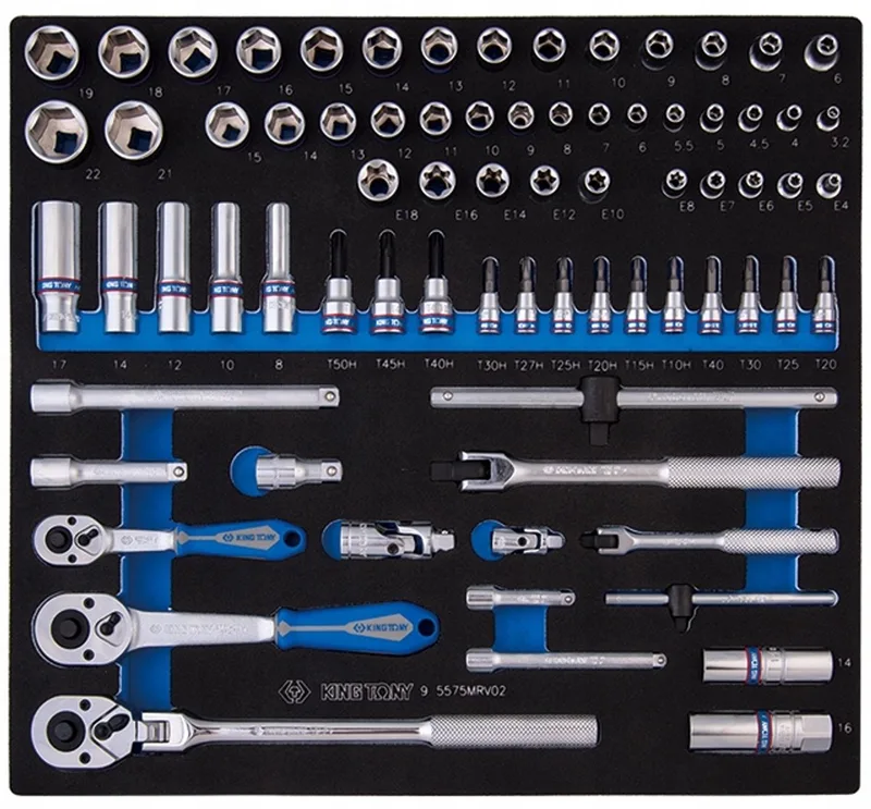 King Tony 75-delige Doppenset 1/4" & 3/8" Kort/Lang 6-kant by King Tony, Blue – product image
