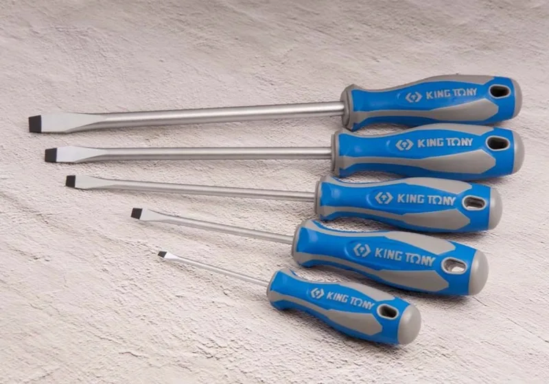 Platte Schroevendraaier SL 8 mm x 175 mm - Duurzaam en ergonomisch de King Tony, Bleu – image du produit