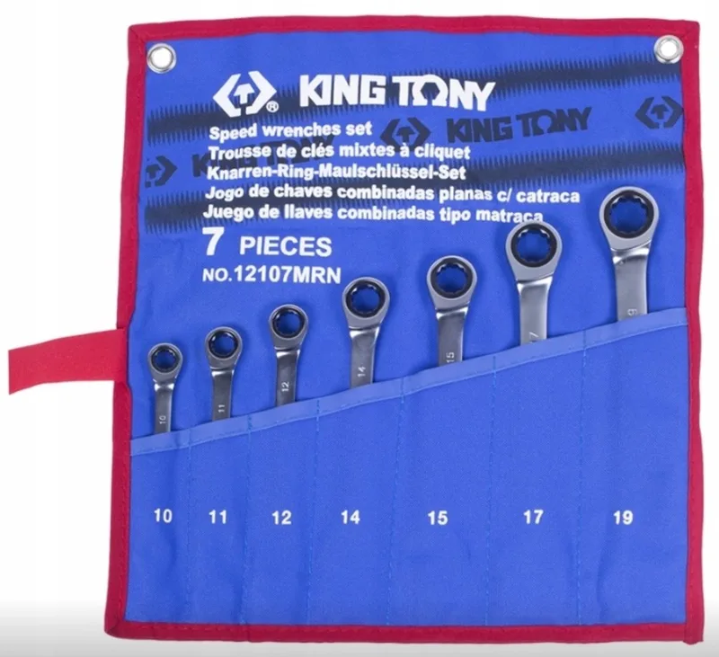 Ring sleutelset met Ratel 7-delig 10-19mm by King Tony – product image
