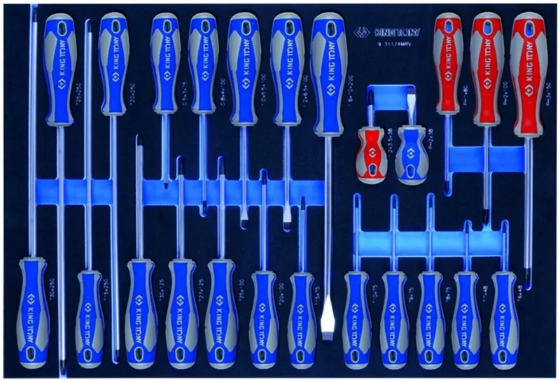 Schroevendraaierset 24-delige Platte Phillips Torx met Foam Module von King Tony, Rot – Produktbild