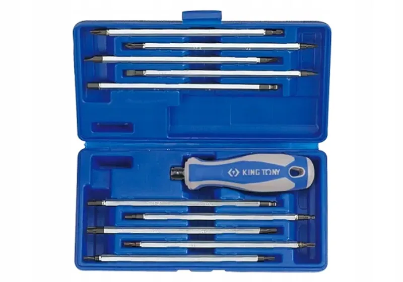 schroevendraaierset met 11 verwisselbare bits: Torx, Hex, Flat, PH by King Tony – product image