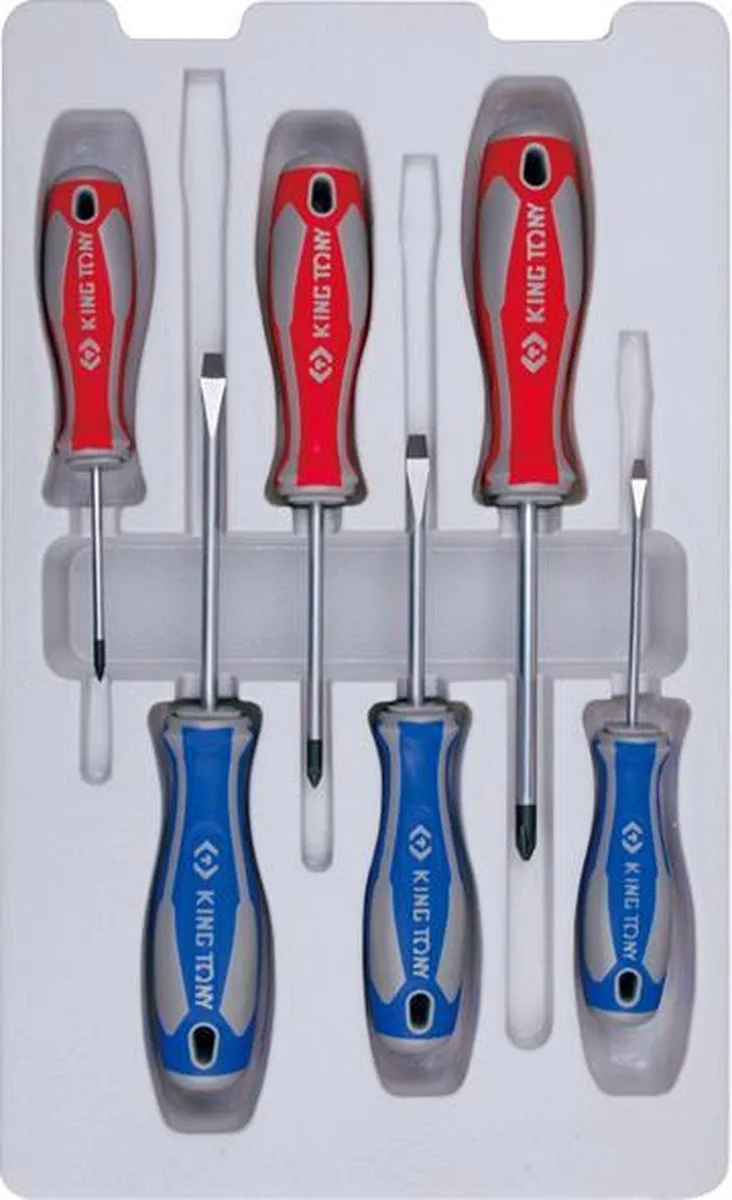Sleuf- en PHILLIPS®-schroevendraaierset-31116MR - 6 stuks by King Tony, Blue – product image