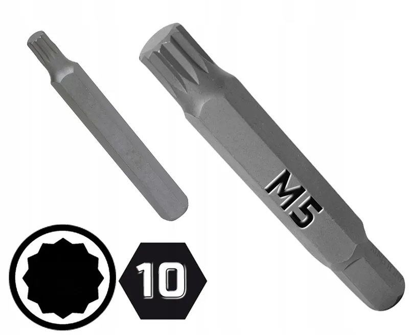 Spline Bit M5 x 80mm, 10mm Zeskroń, Lange Uitvoering by King Tony – product image