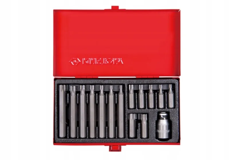 Torx bitset 10 mm T20-T55, 15 onderdelen in metalen cassette fra King Tony – produktbillede