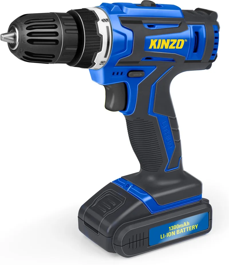 Accuboormachine - Accu Boormachine met LED - Schroefboormachine voor Hout Metaal Kunststof - Accu Schroevendraaier met Variabele Snelheid - 14.4V en 1300mAh Li-Ion van Kinzo – productafbeelding