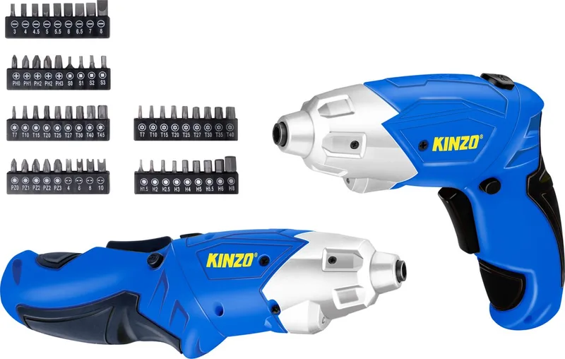 Elektrische Schroevendraaier - met Bitset - Accu - 54 Bits - o.a. Sleufkop, Torx, Phillips, Pozidriv en Inbus by Kinzo – product image