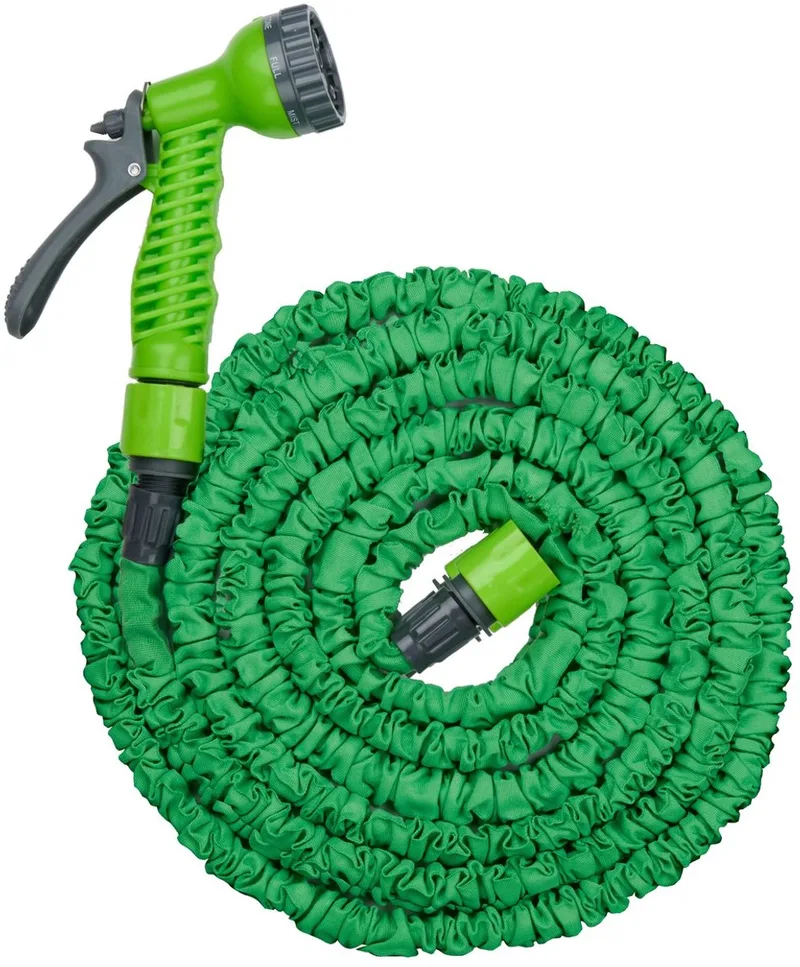 Flexibele Tuinslang 10M - Incl. Opzetstuk - Sproeikop met 7 Spraystanden - Kunststof - Groen/Grijs de Kinzo – image du produit