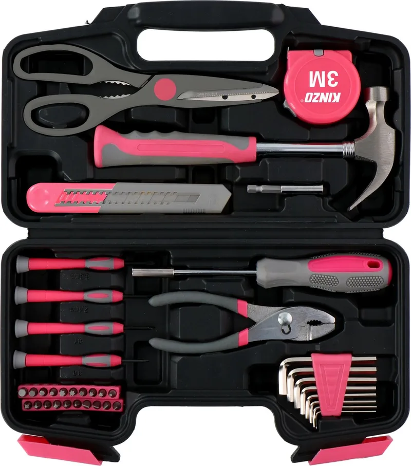 Gereedschapsset 39 Stuks - Voor Huishoudelijk Gebruik - Pink van Kinzo, Zwart – productafbeelding