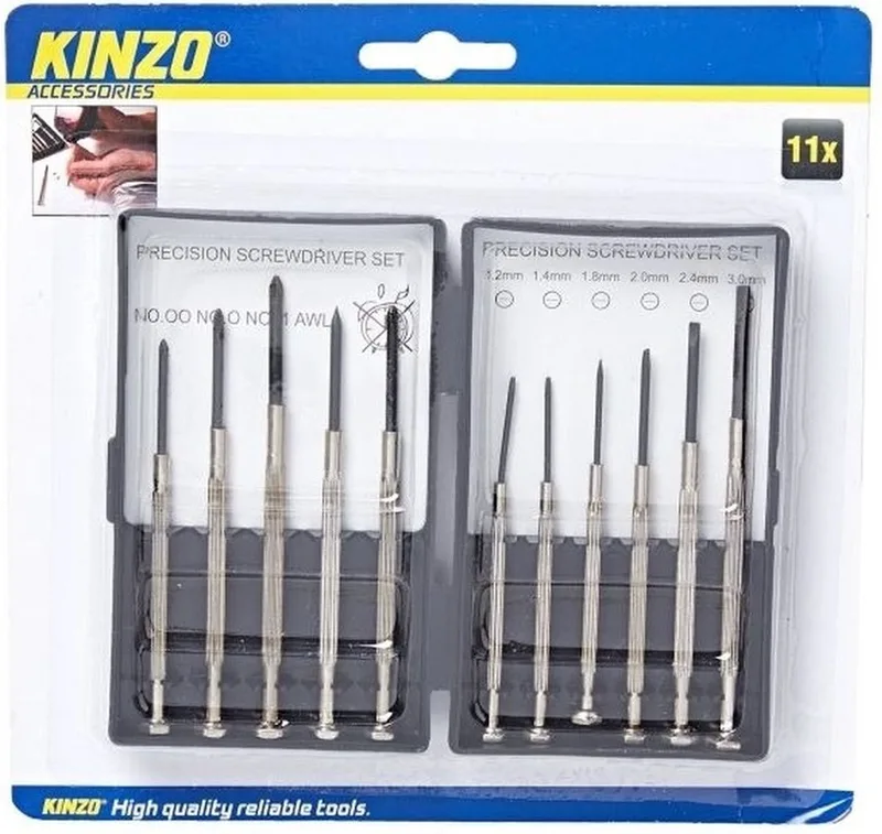 Precisie Schroevendraaier Set - 11 delig - Schroevendraaiers by Kinzo, Multicolour – product image