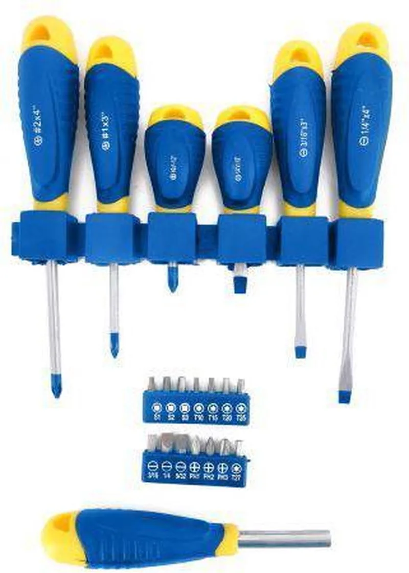 Schroevendraaierset/ Bitset - 21-Delig - 3x Kruiskop, 3x Sleufkop - 14 Bits in diverse Soorten en Maten, o.a. Torx by Kinzo, Blue – product image