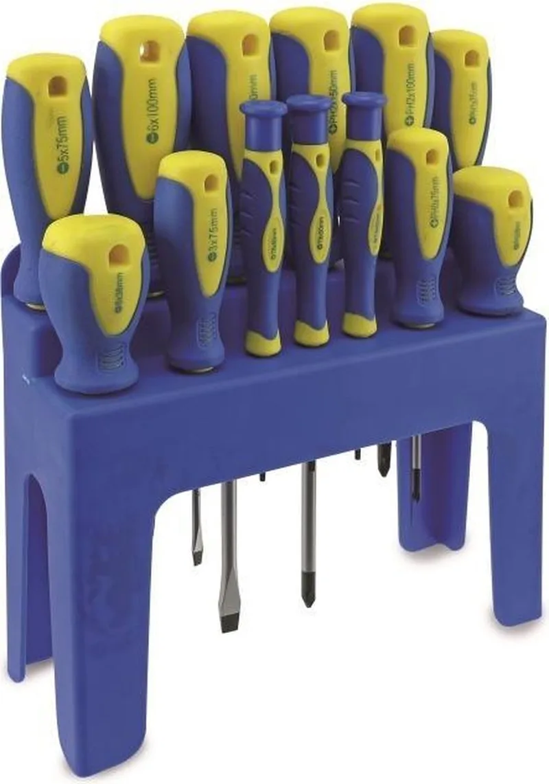set schroevendraaiers - 13 delig - magnetisch - CR-V-staal by Kinzo, Blue – product image