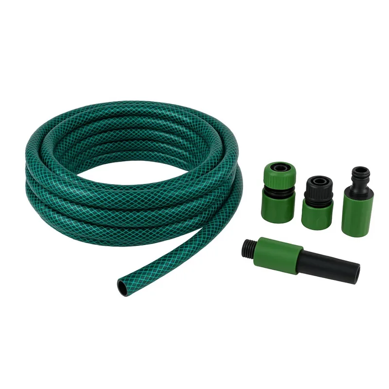 Tuinslang Set 30 Meter - Waterslang 14mm (1/2") Max. 6Bar - met 3 Koppelingen en 1 Sproeistuk - Geschikt voor Tuinsproeier - Groen van Kinzo – productafbeelding