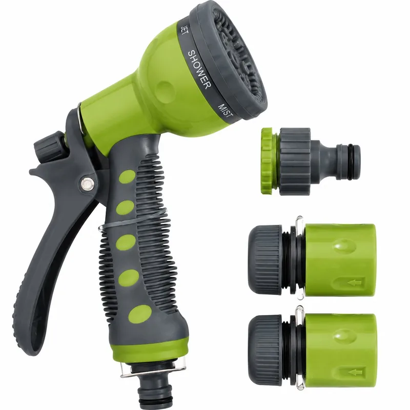 Tuinslang Spuitpistool - Koppeling Tuinslang 1/2 Inch - Broespistool met Verstelbare Waterstraal - Sproeikop met 7 Functies - 4 Delig by Kinzo – product image