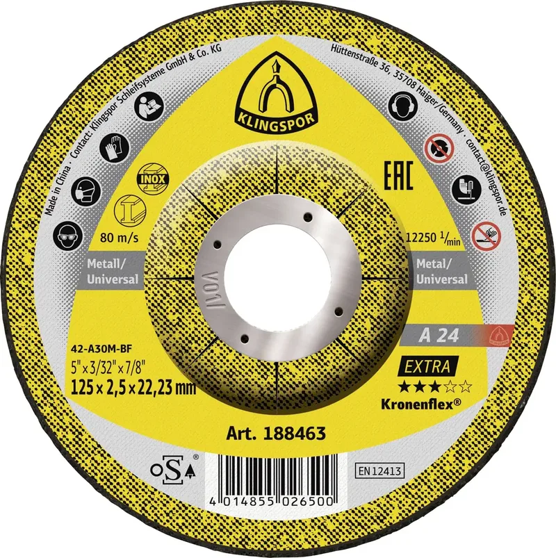 A 24 Extra 188463 Trennscheibe gekröpft 125 mm 25 St. Stahl de Klingspor – image du produit