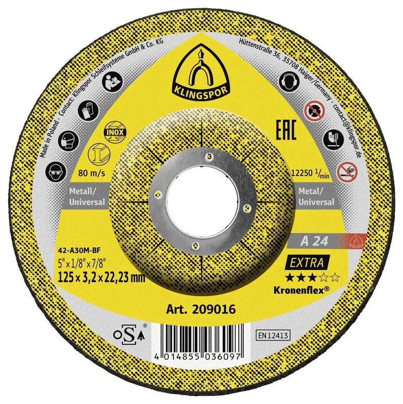 A 24 Extra 209016 Disque à tronçonner à moyeu déporté 125 mm 25 pc(s) métal de Klingspor – image du produit