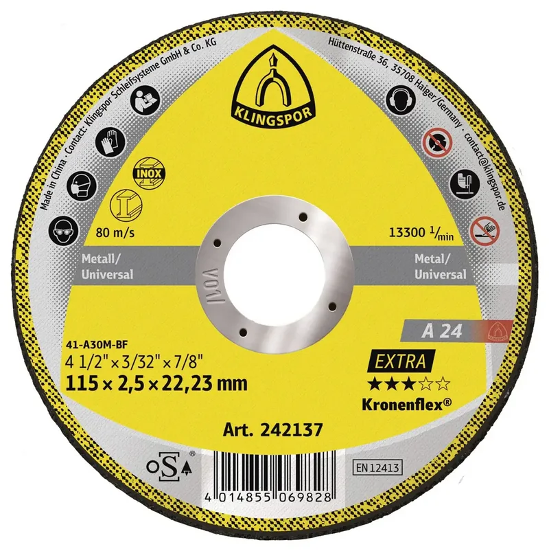 A 24 Extra 242137 Trennscheibe gerade 115 mm 25 St. Metall de Klingspor – image du produit