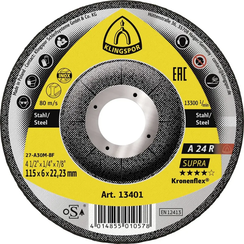 A 24 R 13401 Schruppscheibe gekröpft 115 mm 10 St. Stahl, Edelstahl von Klingspor – Produktbild