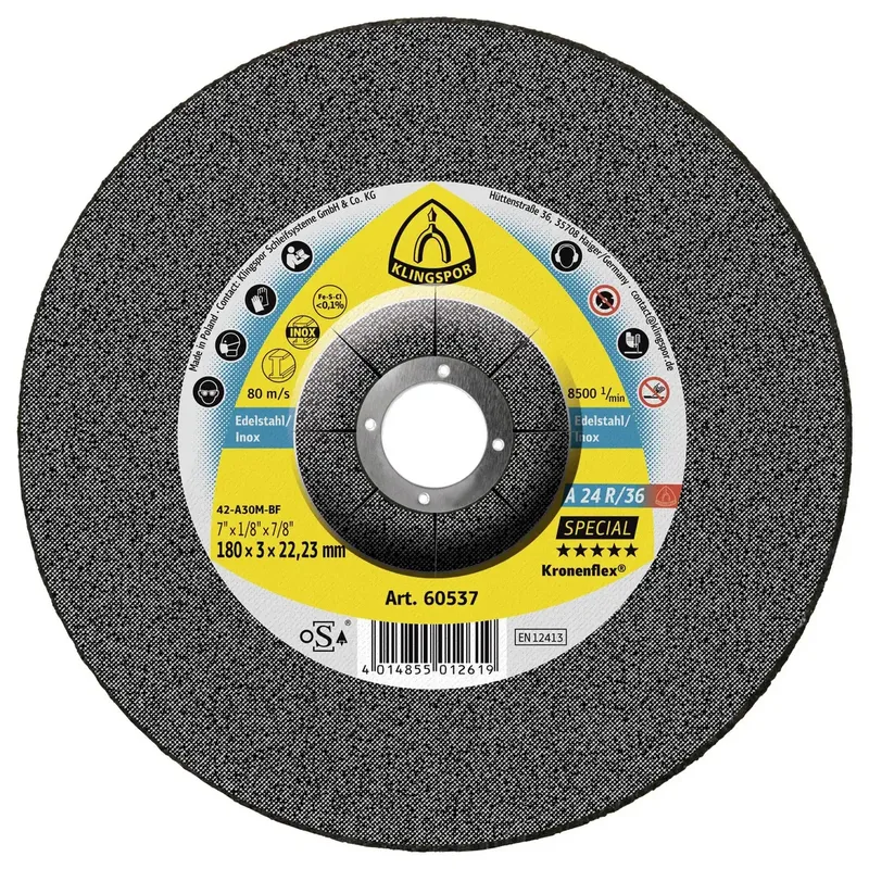 A 24 R/36 Special 60537 Trennscheibe gekröpft 180 mm 25 St. Edelstahl de Klingspor – image du produit