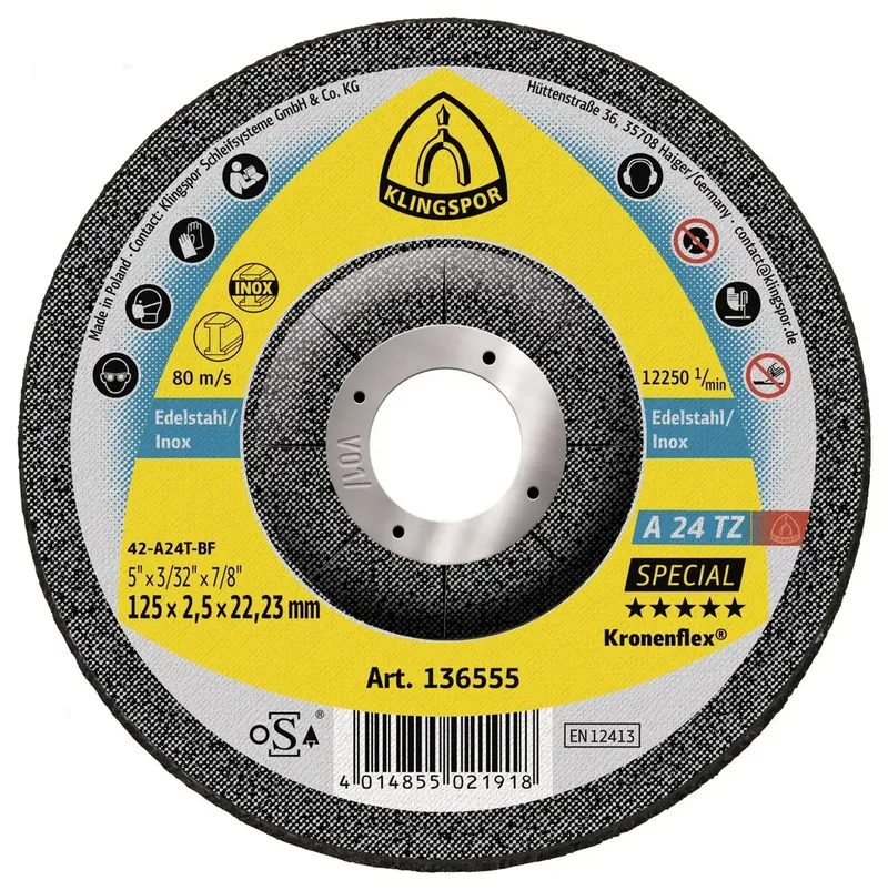 A 24 TZ Special 136555 Trennscheibe gekröpft 125 mm 25 St. Edelstahl von Klingspor – Produktbild