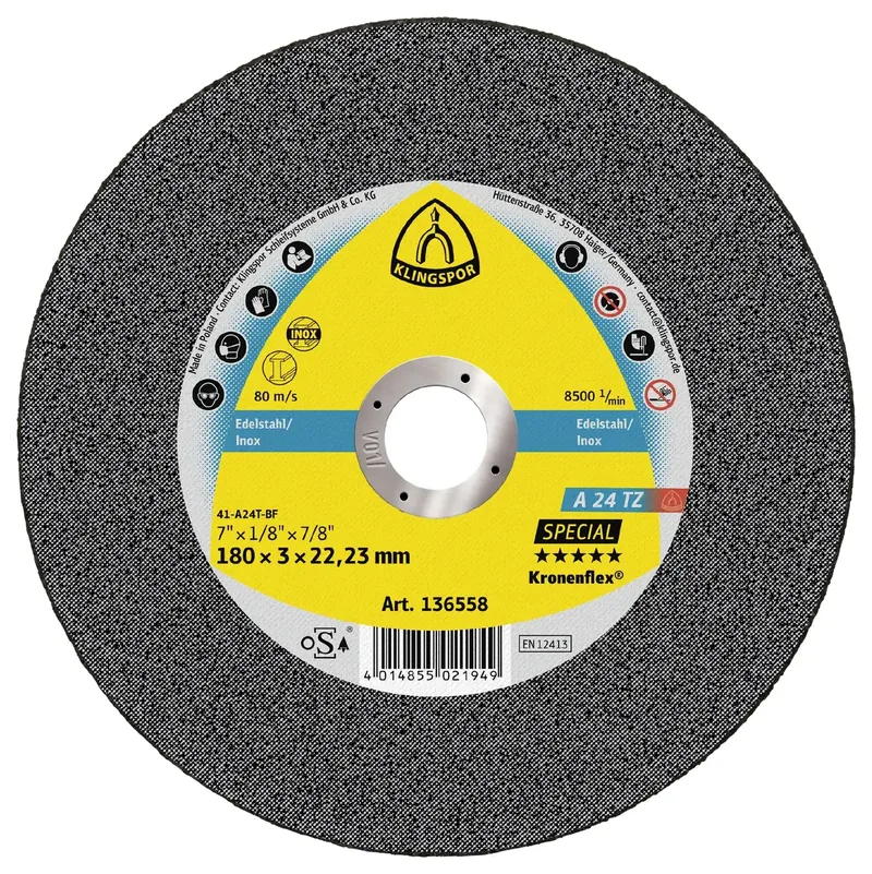 A 24 TZ Special 136558 Disque à tronçonner 180 mm 25 pc(s) acier inoxydable de Klingspor – image du produit