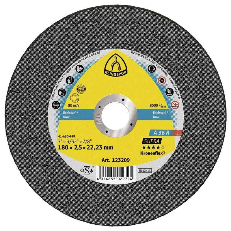 A 36 R Supra 123209 Disque à tronçonner 180 mm 25 pc(s) acier inoxydable de Klingspor – image du produit
